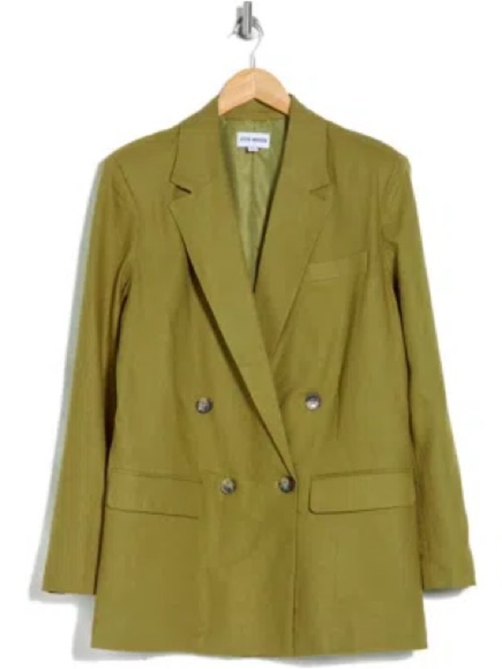 STEVE MADDEN: Oversized Olive Green Double-Breasted Blazer, Size L